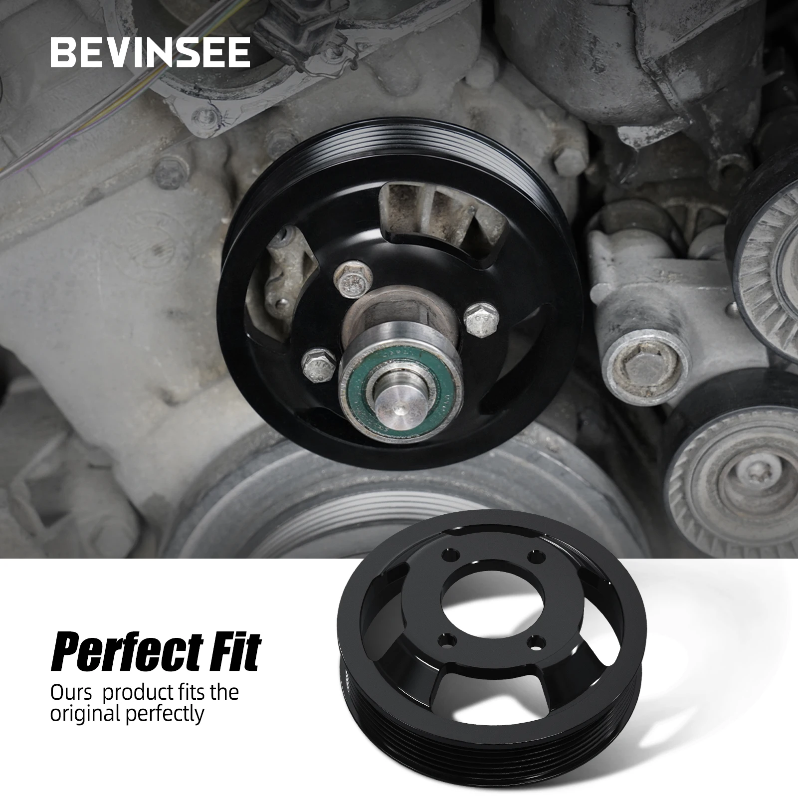 BEVINSEE Water Pump Pulley For BMW E46 E39 E60 E61 E38 E65 X3 E83 X5 E53 Z4 E85 E86 Z3 325i 330i 328i 525i 530i M52TU M54 Engine - imagen 2