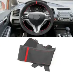 Cubrevolante de cuero perforado con costura roja – Honda Civic MK8