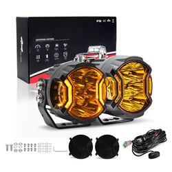 Faros antiniebla LED IP68 amarillos SUV todoterreno