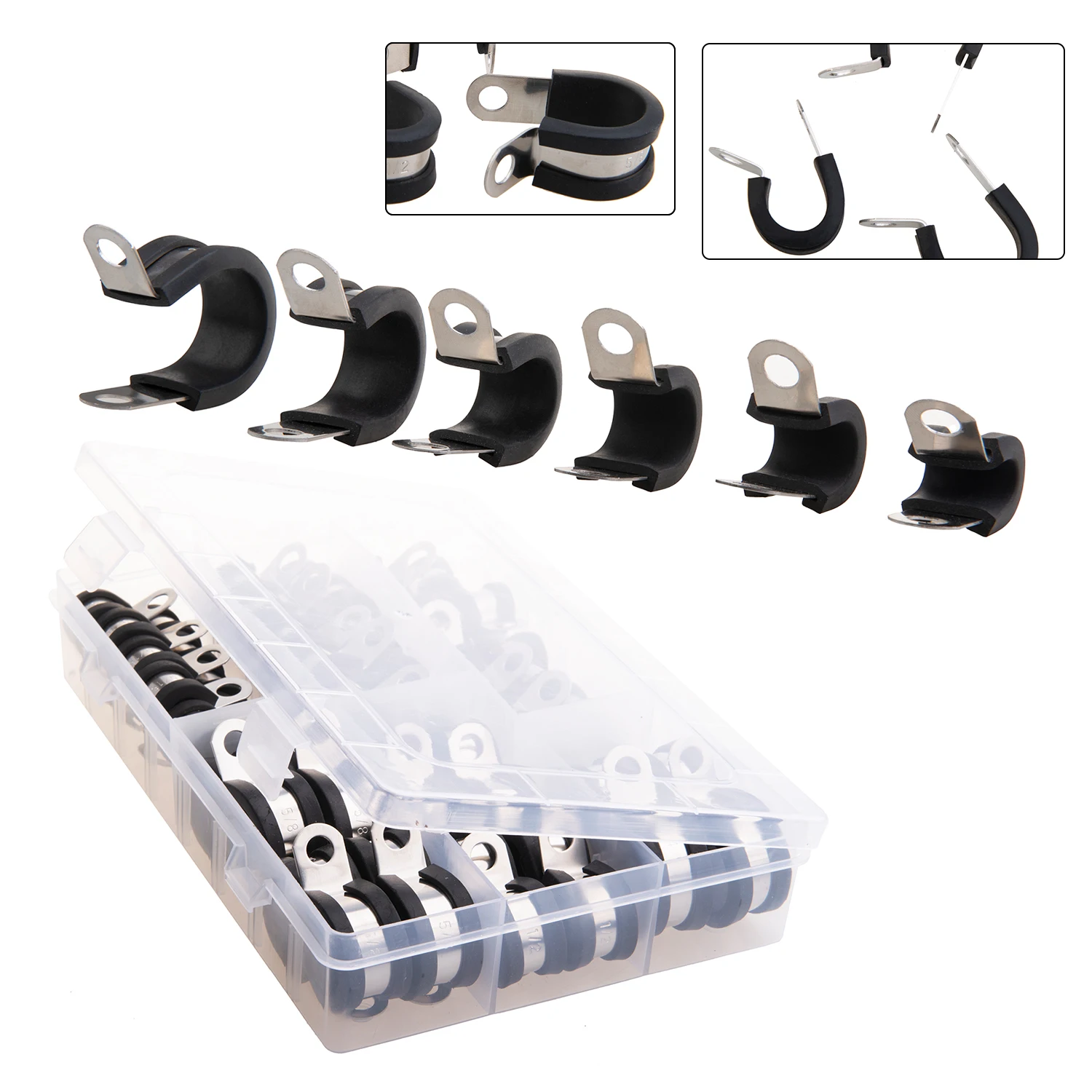 Kit abrazaderas cable acero inoxidable (52 pcs) - imagen 2