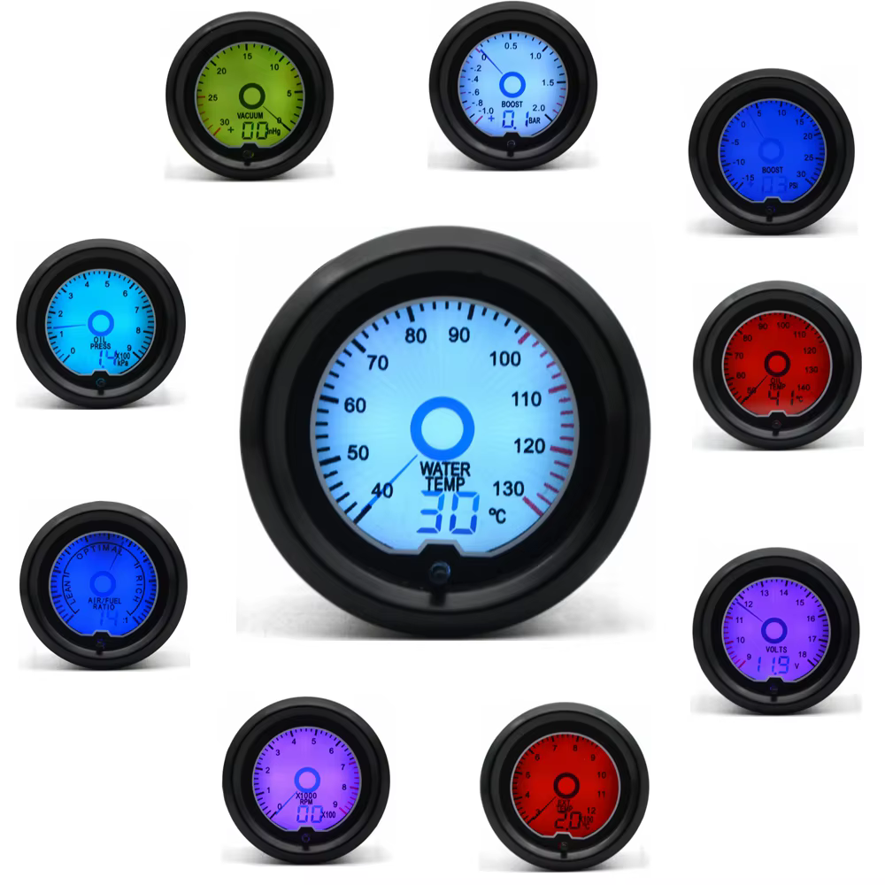 Reloj LED multifunción para coche: presión, turbo y temperatura