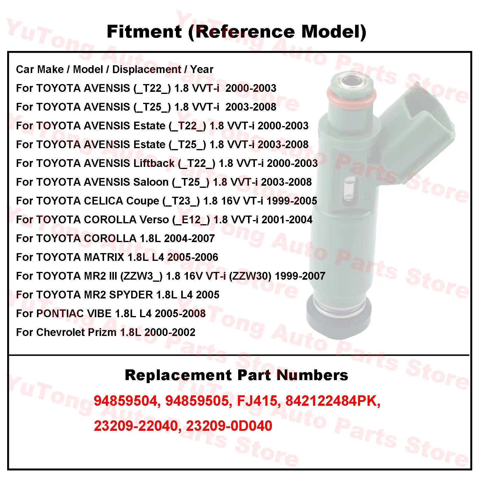23209-0D040 Válvula de inyector de combustible Toyota Corolla 1.8 - imagen 3