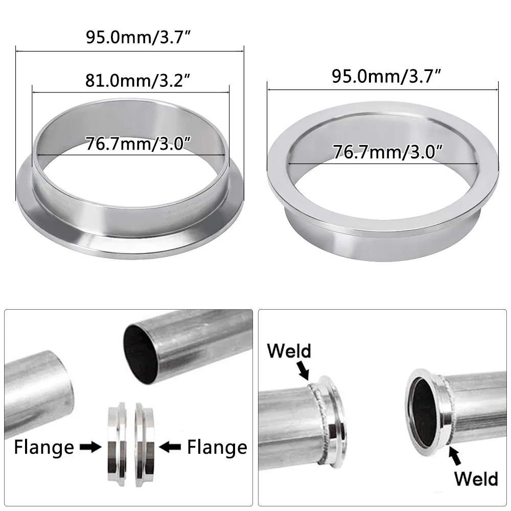 Brida V-Band PQY acero inox para turbocompresor y escape - imagen 4