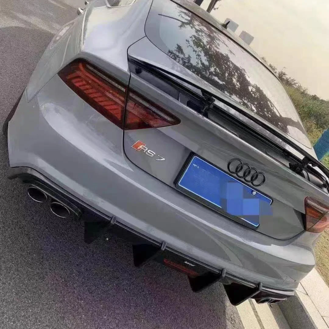 Difusor de labio de parachoques trasero para Audi A7 S7 C7.5 2016 2017 2018, alerón divisores traseros con accesorios de luz Led, Kit de carrocería - imagen 2