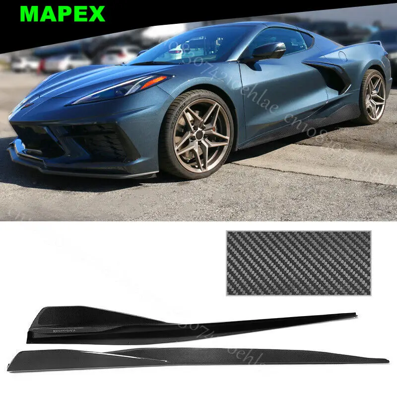 Faldón lateral Corvette C8 fibra carbono negro brillante – juego completo