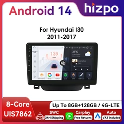 Hizpo CarPlay radio 9 pulgadas 2DIN GPS i30 Elantra GT 2011-2017