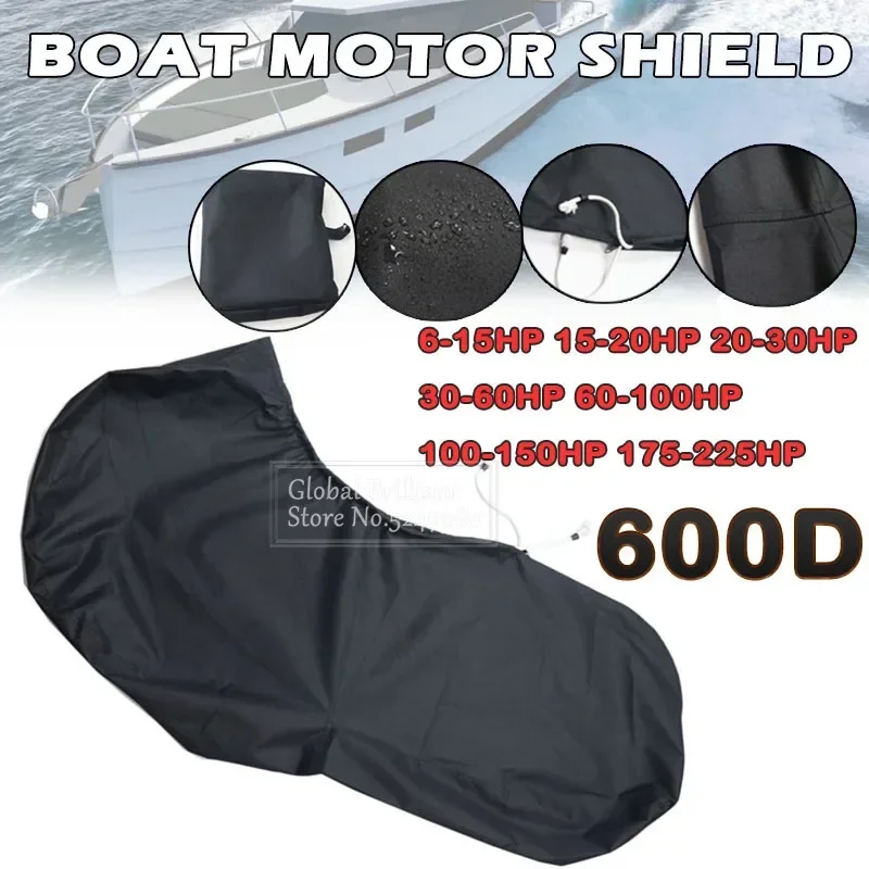 Funda impermeable para motor fueraborda 6-225 CV, negra 600D