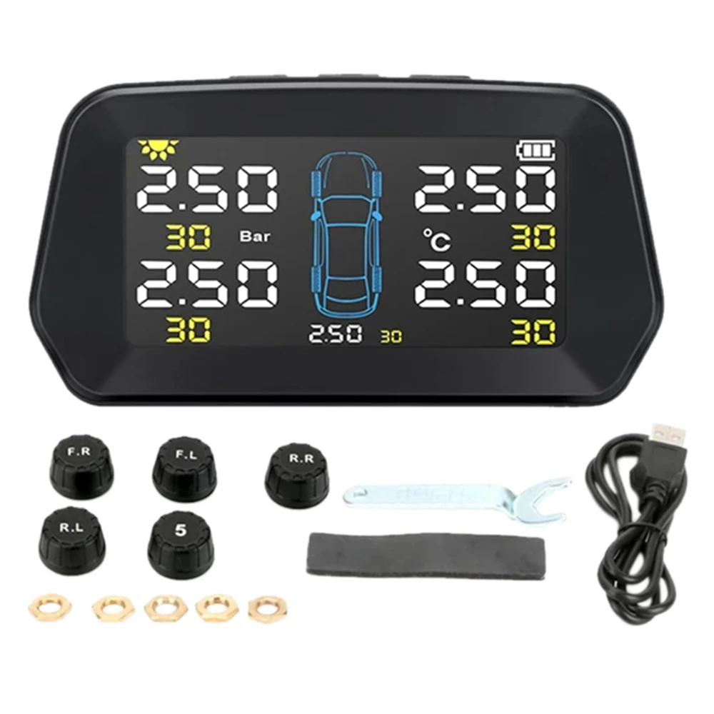 Monitor presión neumáticos TPMS con sensor solar externo y alarma - imagen 5