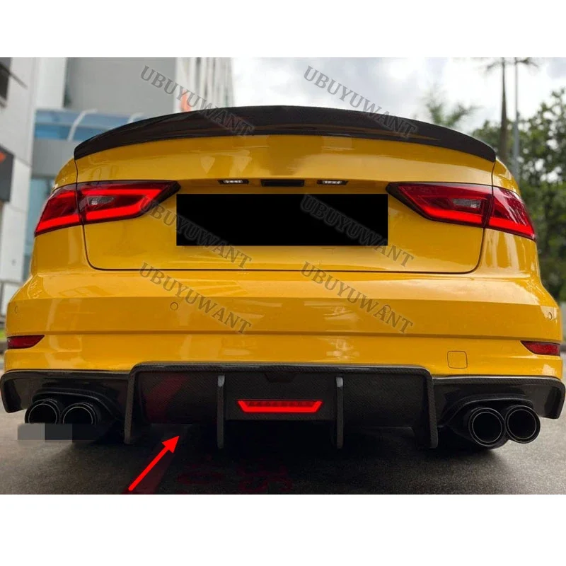 Para Audi A3 S3 2017-2020 A Hatchback fibra de carbono labio trasero coche difusor de parachoques trasero divisores alerón kit de carrocería - imagen 2