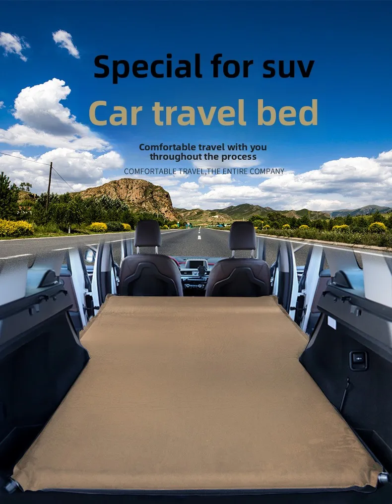 Cama plegable para coche desplegada en maletero