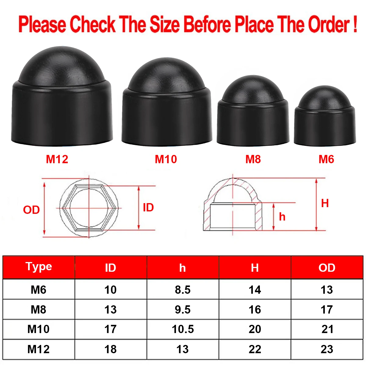 Embellecedores hexagonales plástico para tornillos M6 M8 M10 universal - imagen 2