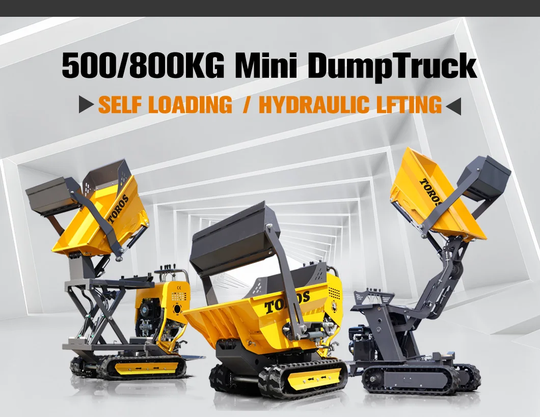 Mini dumper con orugas de goma en obra