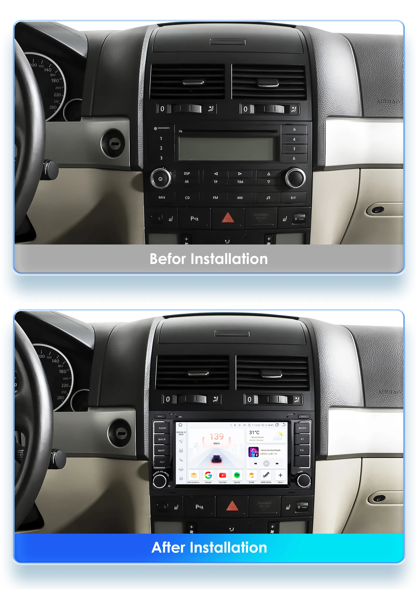 Hizpo Autoradio 2 DIN Android 13 con CarPlay y GPS para VW Touareg T5 - imagen 5
