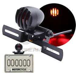 Luz trasera de freno e intermitente con matrícula para moto retro