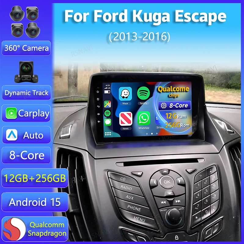 Ford Kuga Android Auto Radio 2013-2016 con CarPlay y WiFi 4G