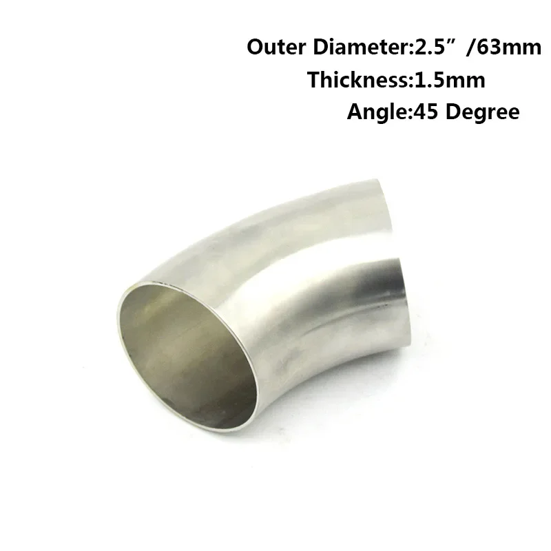 Codo escape 45° acero inoxidable 63mm
