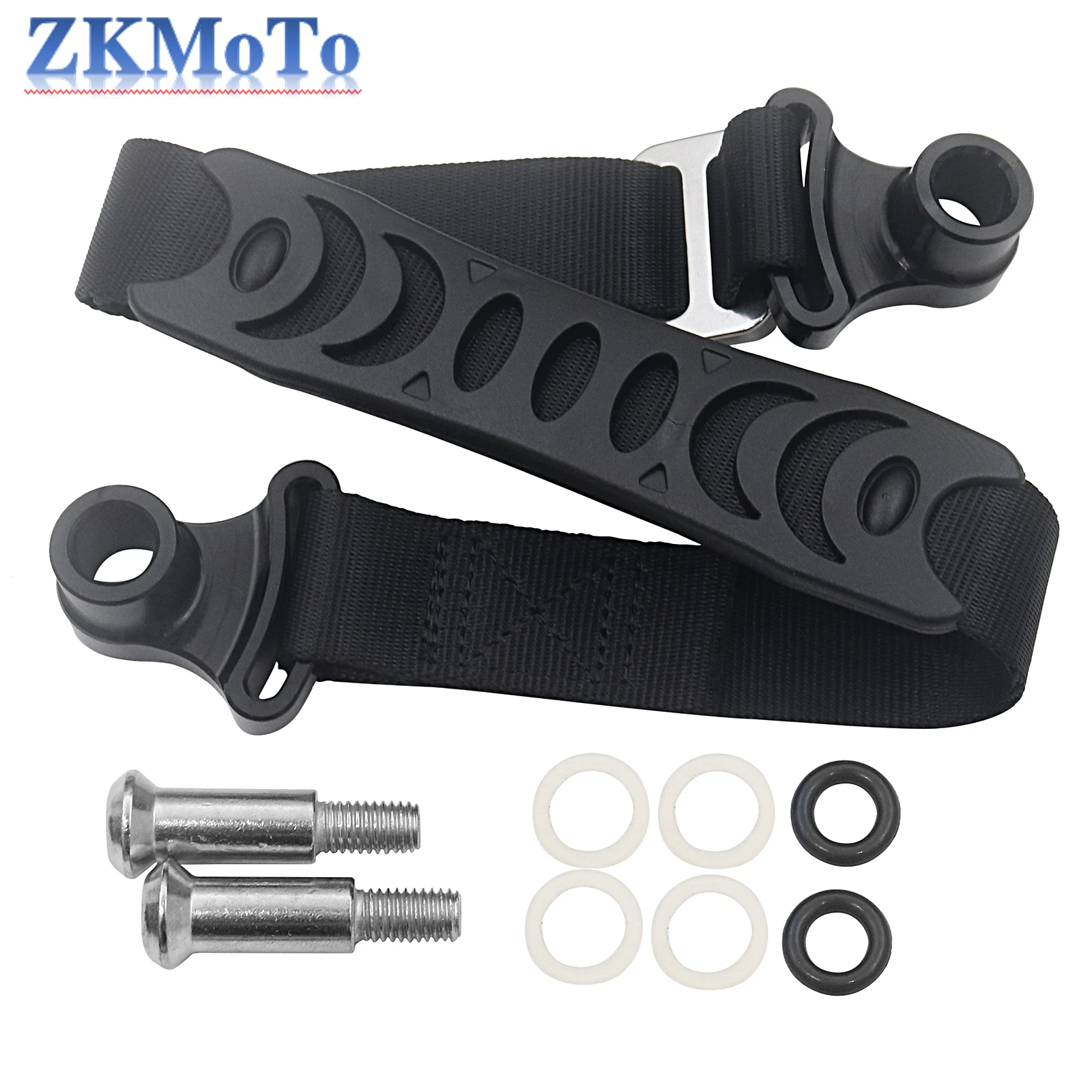 Detalle del cinturón de eslinga trasero para motocicleta
