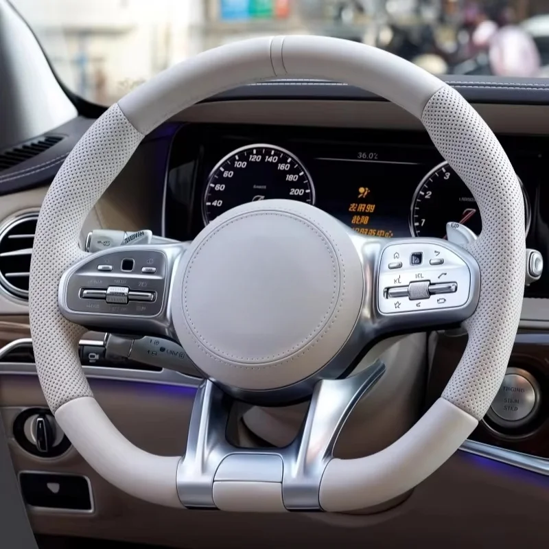 Volante de coche de cuero para Mercedes Benz Clase A Clase B Clase E Clase G Clase C S GLC GLE GLA-nuevos accesorios de coche modificados - imagen 3