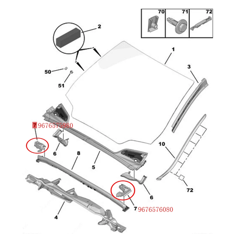 Espuma de parabrisas OEM para Citroën C4 L 9676575980 9676576080 - imagen 5