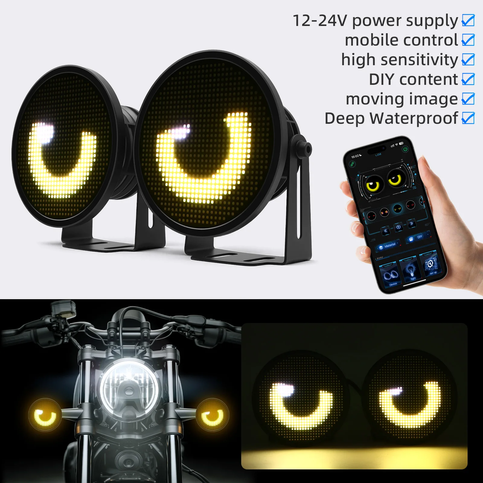 Luces Demon Eye RGB dinámicas instaladas en faros de coche