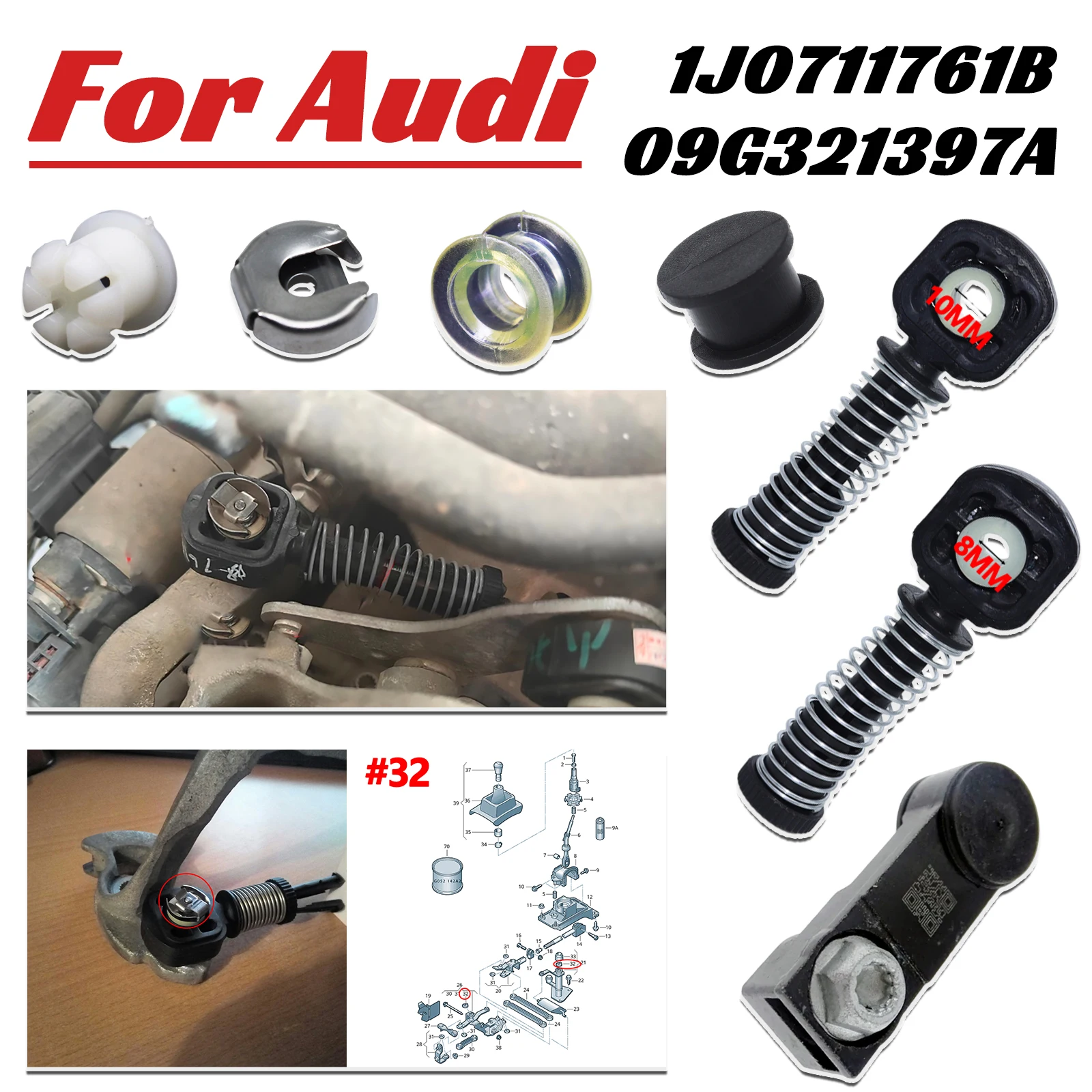 Casquillo conector adaptador cable palanca cambio Audi A1 S1 A3 8P