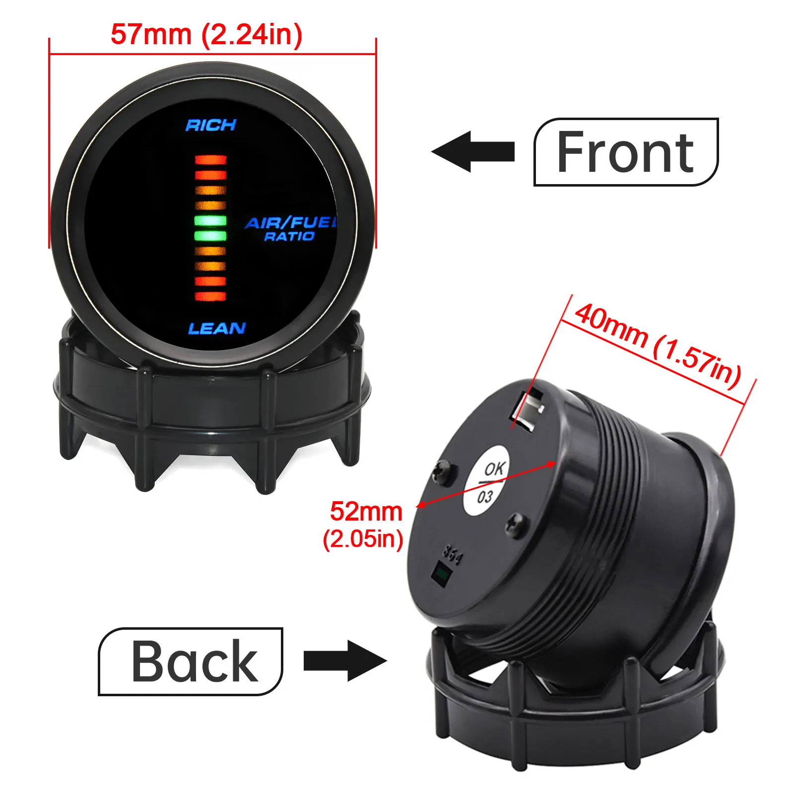 Medidor aire-combustible digital 52mm con sensor O2 banda estrecha - imagen 2
