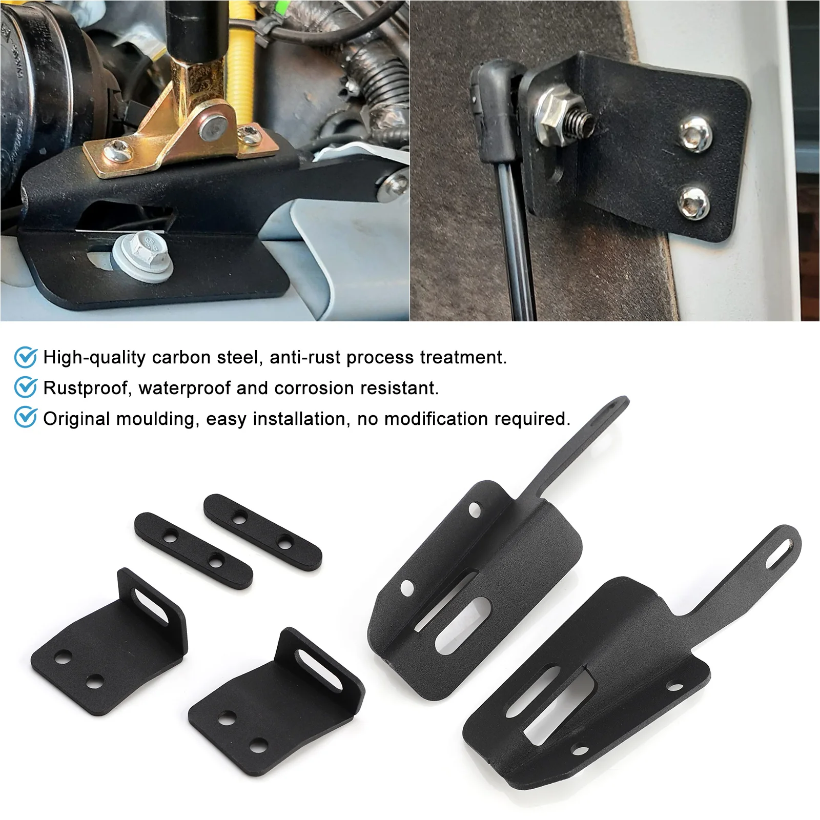 Kit de Asistencia de puntales de soporte de elevación de capó negro, Compatible con Jeep Wrangler JK y Unlimited 2011-2018 2/4, puerta, 1 par - imagen 5