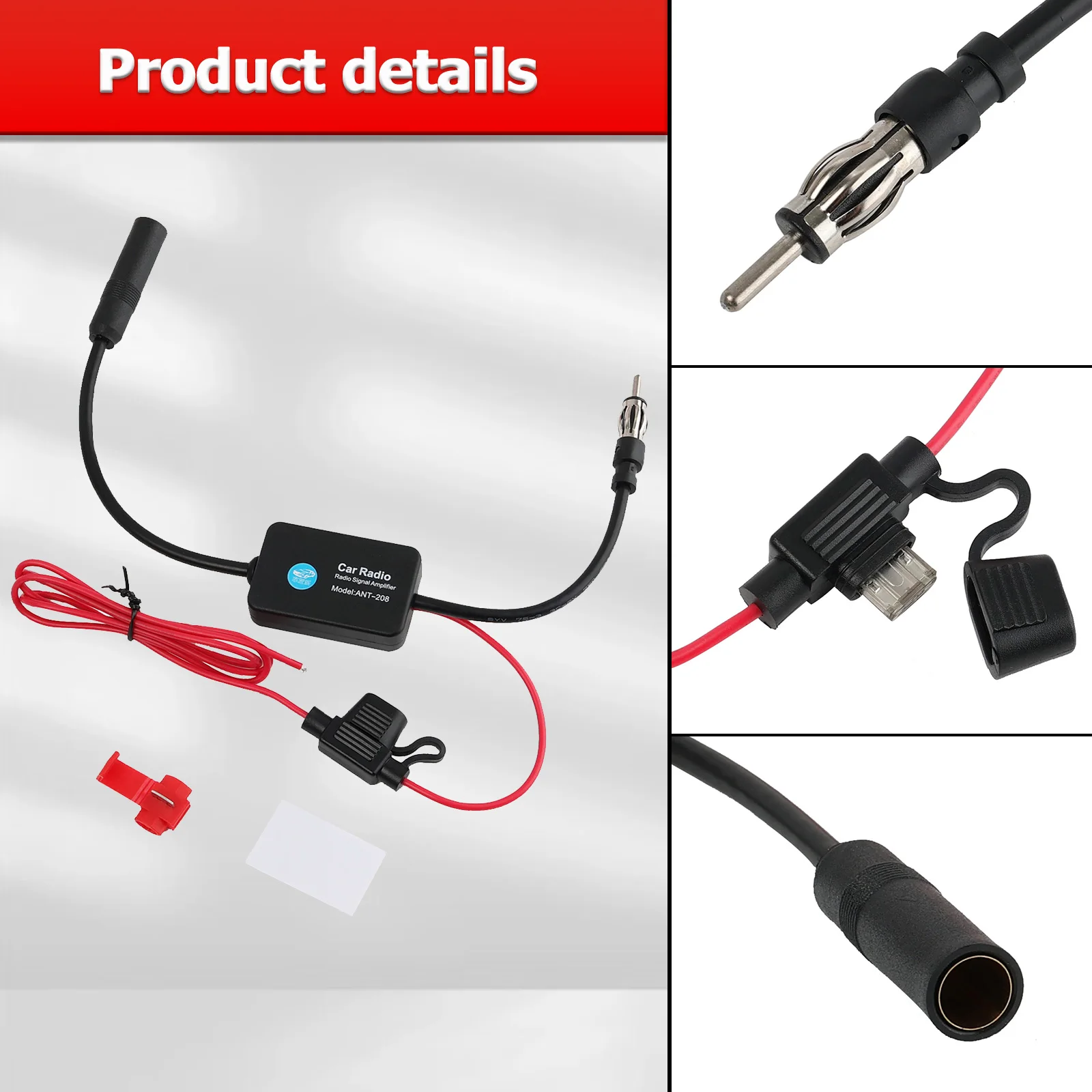 Amplificador FM universal 12V con antena antiinterferencias para coche - imagen 3