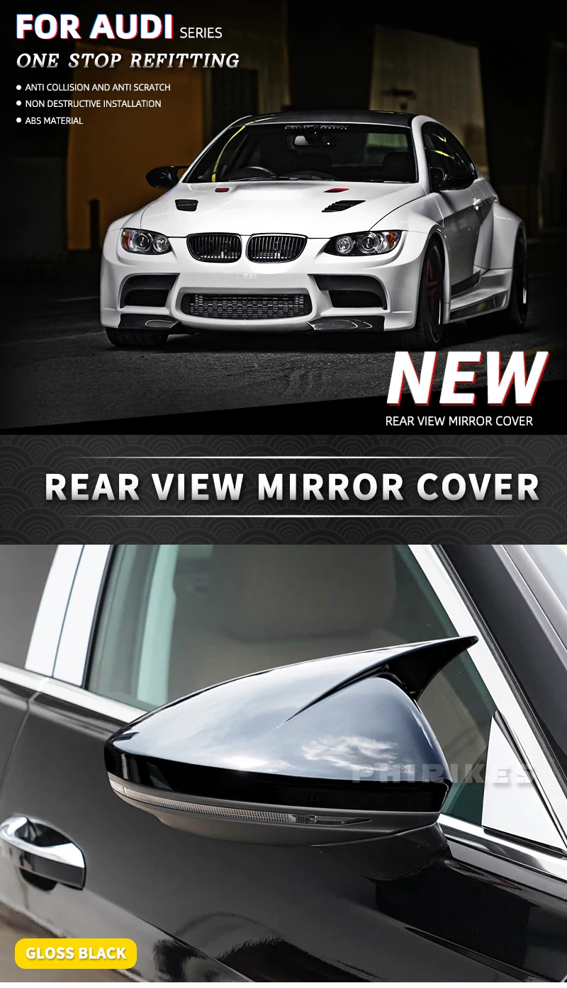 Par de cubiertas decorativas para espejo retrovisor lateral de Audi