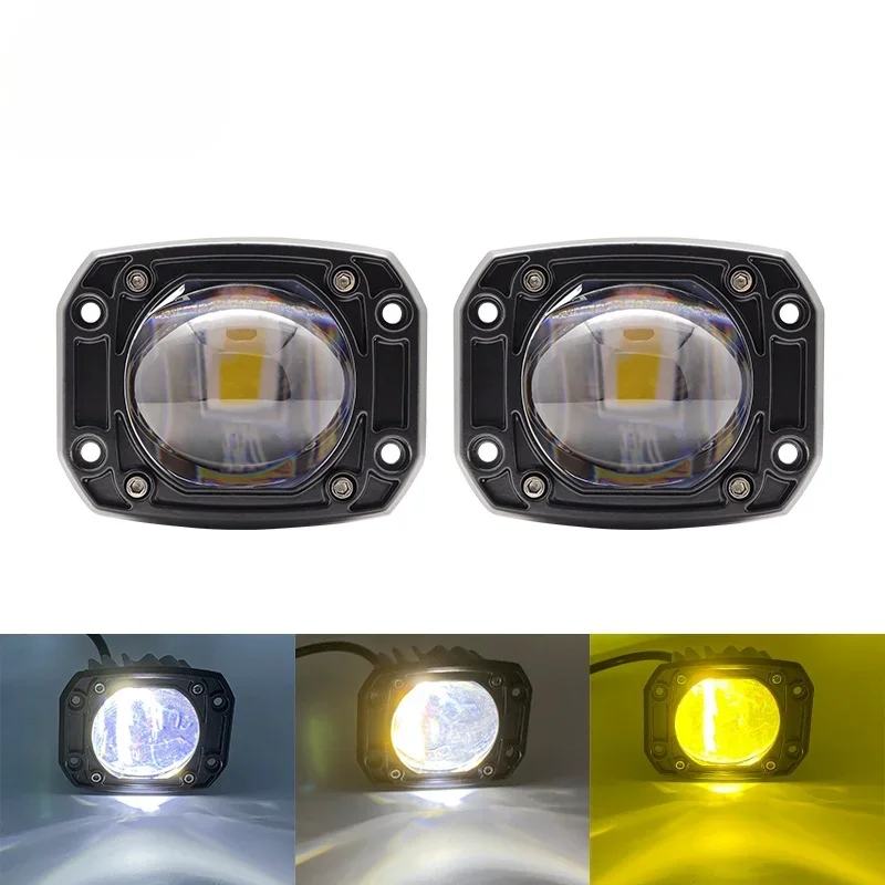 GoodLED-luz de trabajo para coche, lente de dos colores, luz antiniebla para parachoques delantero, vehículo todoterreno, camioneta, foco modificado