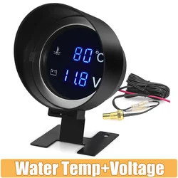 Medidor Temp Agua y Voltímetro LED Redondo 2 en 1 - 12V/24V Coche Camión