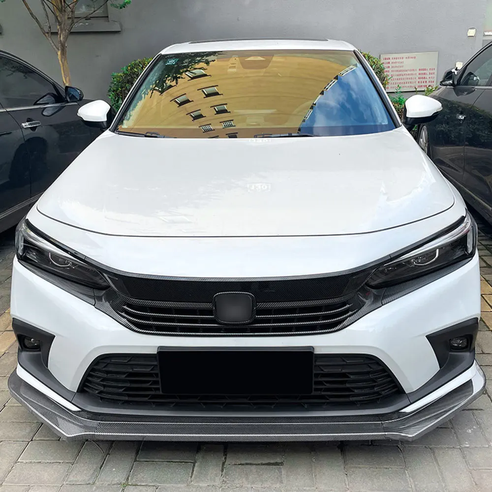 Para Honda Civic 11th 2021-2024 alerón de parachoques delantero difusor divisor Iip Chin Material ABS negro carbono cambio de piezas automotrices - imagen 5