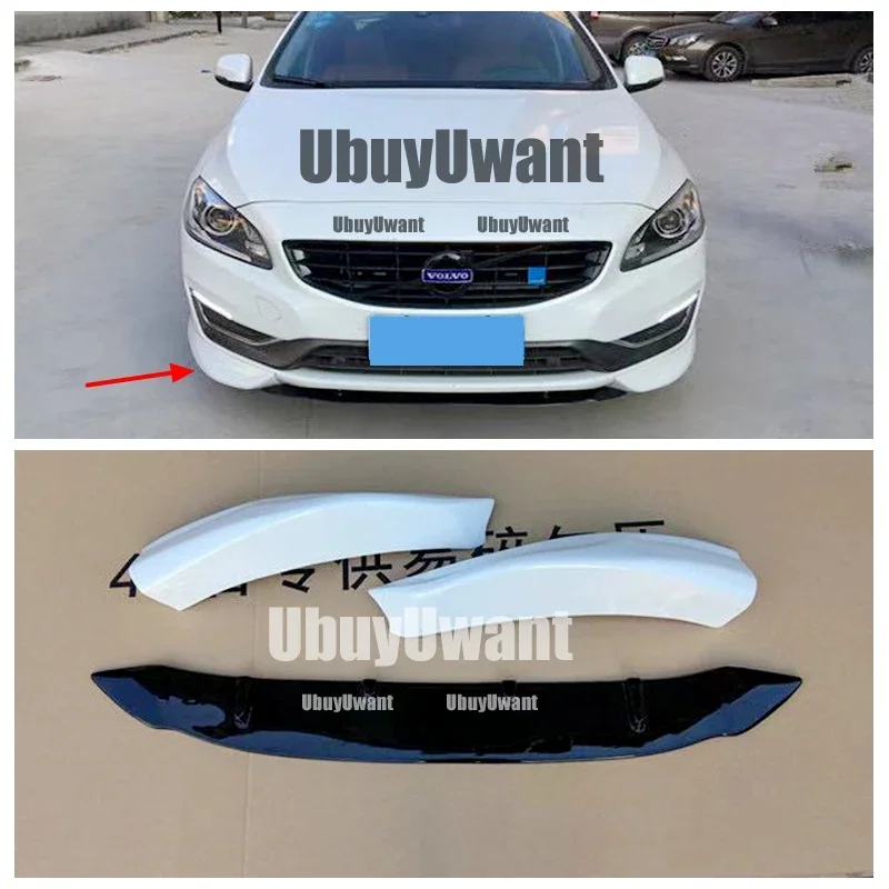 Para Volvo V60 S60 alta calidad ABS negro y ABS fibra de carbono parachoques labio delantero divisor difusor alerón 2014-2018 - imagen 2