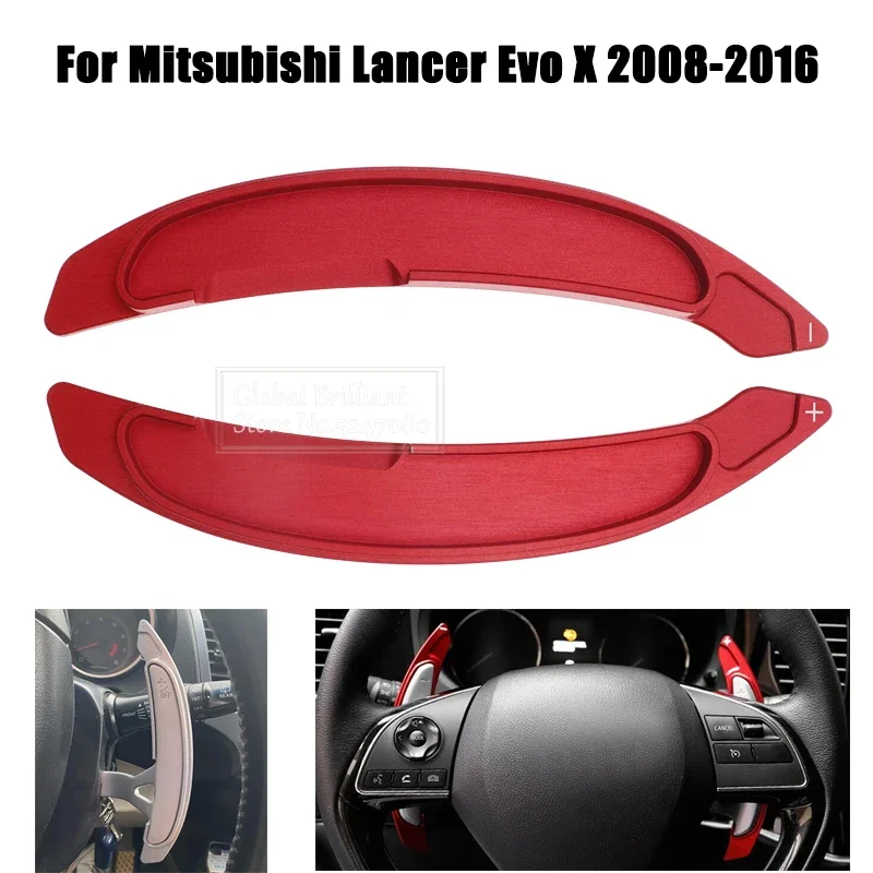 2 uds extensión de palanca de cambios de volante de coche de aleación de aluminio rojo para Mitsubishi Lancer Evo X 2008-2016
