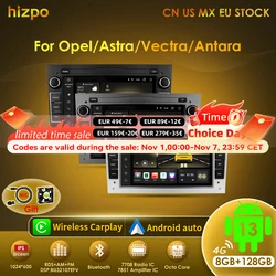 Autorradio Android 13 Hizpo 2 DIN para Opel Astra H, Corsa y Vectra