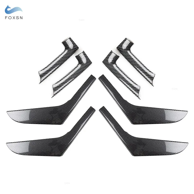 Patrón de fibra de carbono ABS para VW Golf 6 MK6 2010 2011 2012 2013 accesorios de coche 8 Uds Panel de reposabrazos de puerta tiras de manija cubierta embellecedora - imagen 2