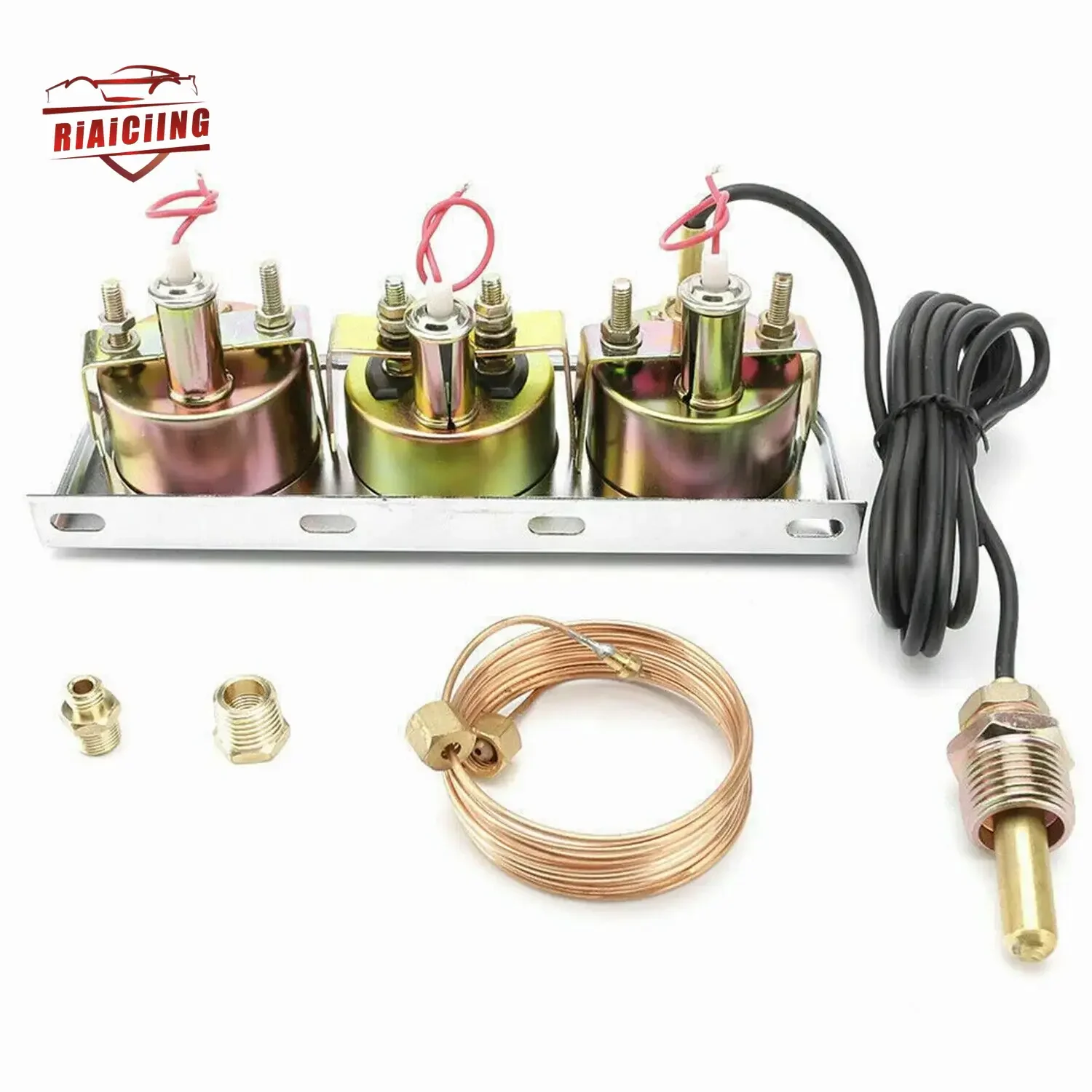 Medidor de presión de aceite con sensor triple y panel cromado - imagen 3