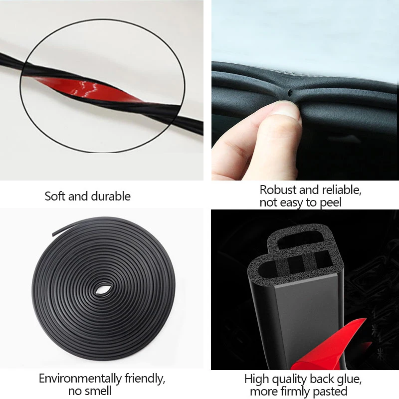Tira de sellado puerta coche doble capa goma impermeable insonorizada - imagen 3