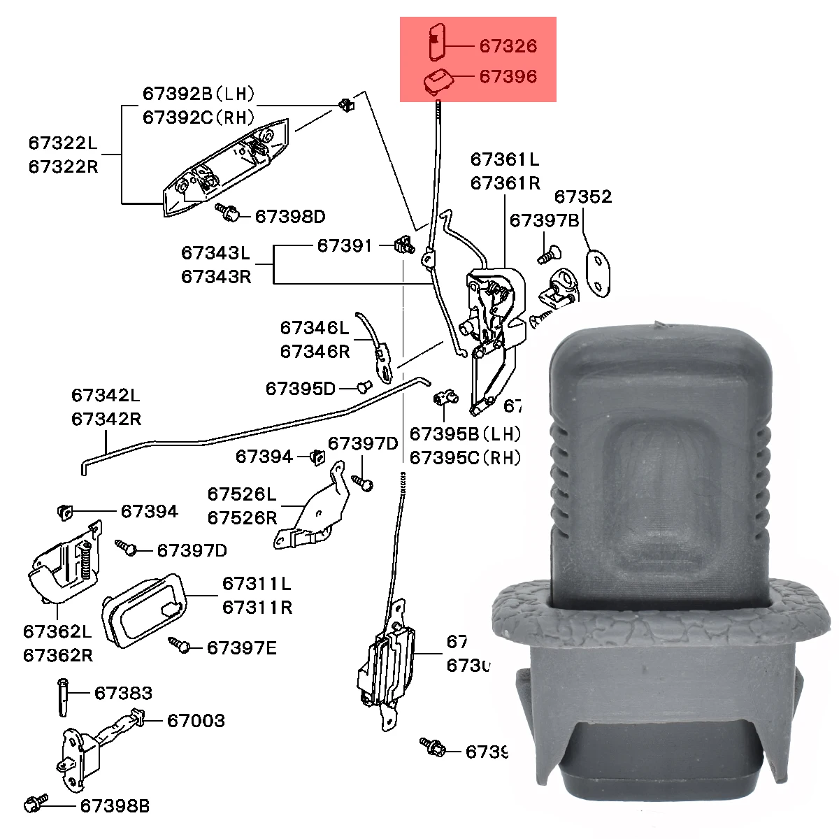 Juego tapones bloqueo puerta Mitsubishi Pajero V31 V32 V33 V43 - imagen 4