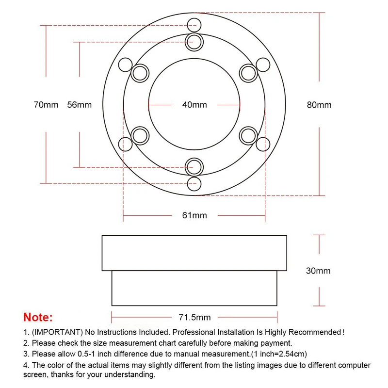 Adaptador de volante de 70 mm de aluminio para Logitech G29/G920/G923 - imagen 3