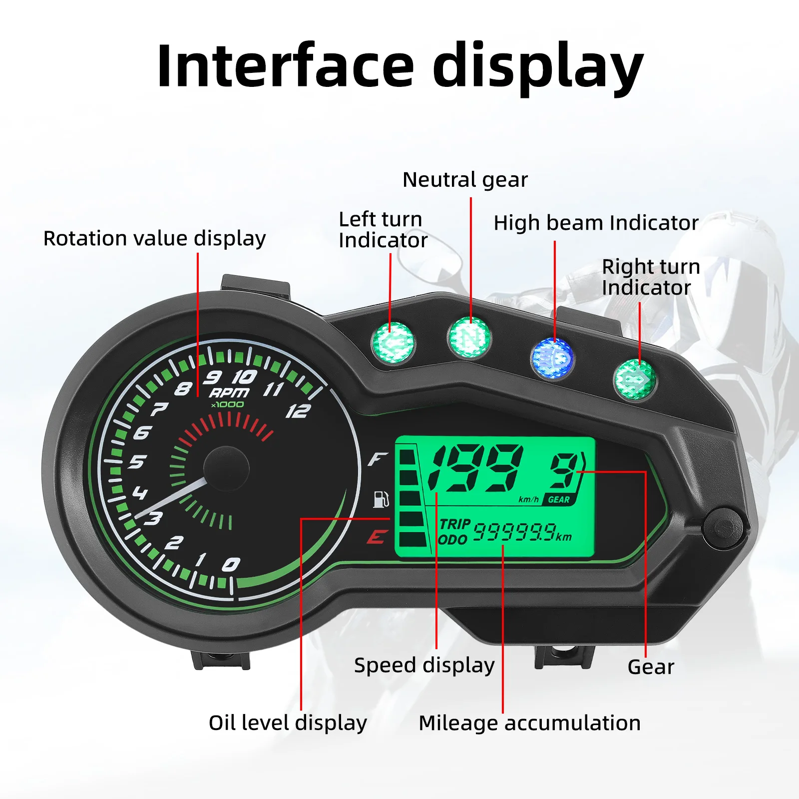 Italika velocímetro y tacómetro LCD para 150Z/150SZ/170Z - imagen 4
