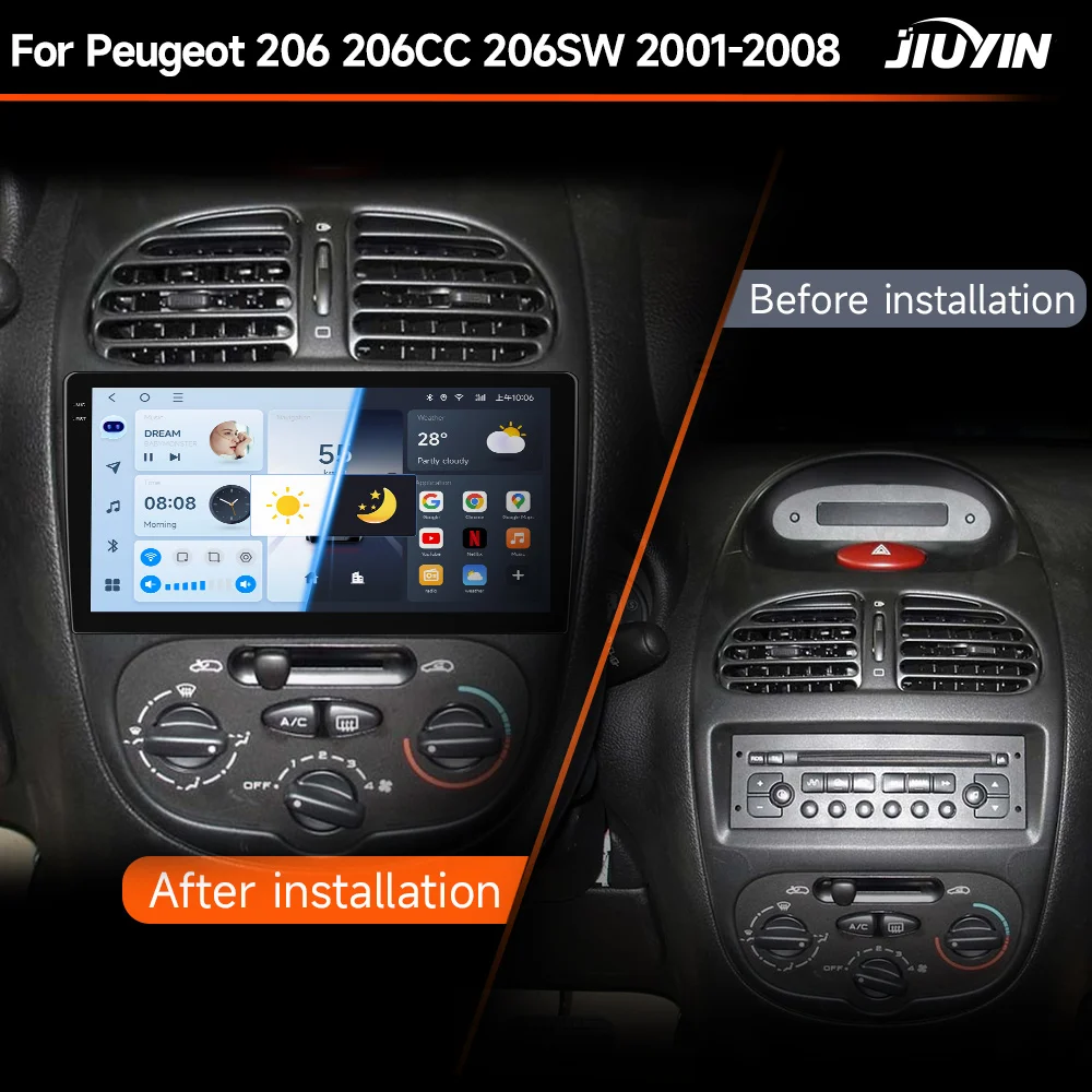 Autoradio JIUYIN 2DIN Peugeot 206 CC/SW (2001-2008) - CarPlay Android Auto - imagen 4