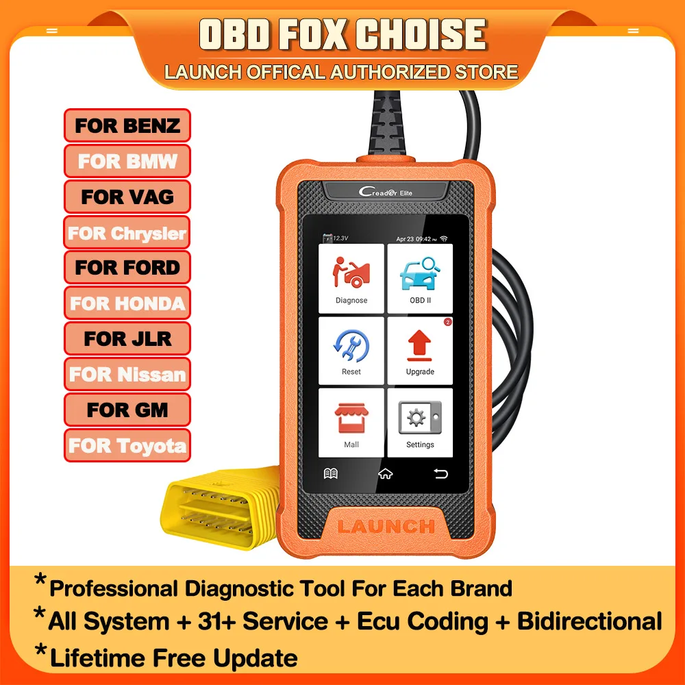 Escáner OBD2 profesional Launch X431 Creader Elite con TPMS