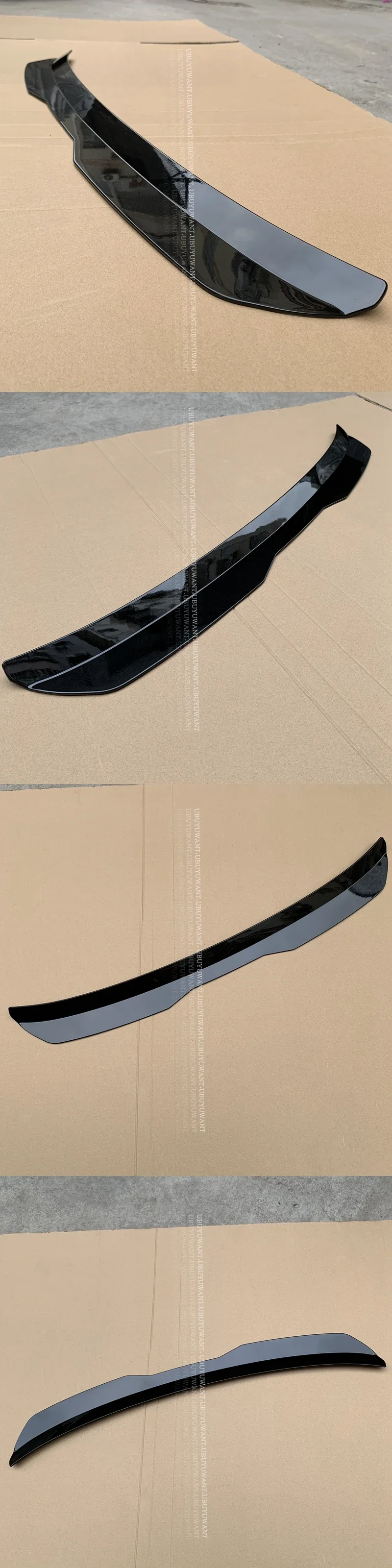 Detalle frontal alerón negro brillante con acabado liso