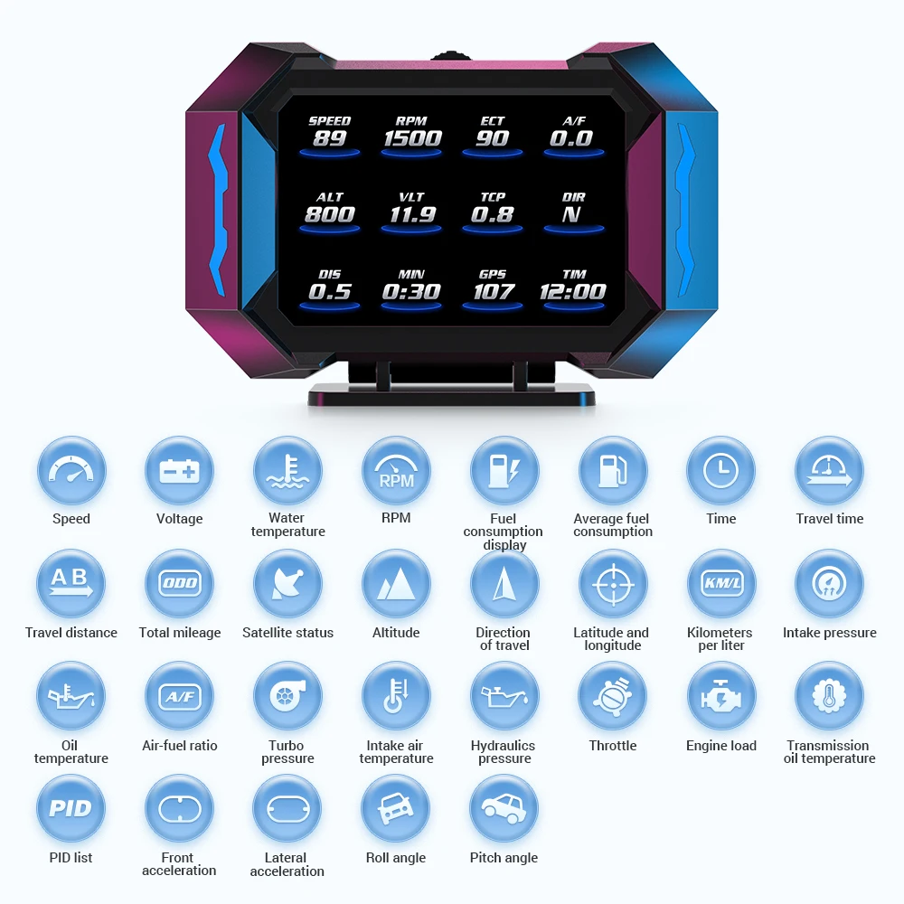 Medidor OBD2 con pantalla HUD, tacómetro y velocímetro digital - imagen 4
