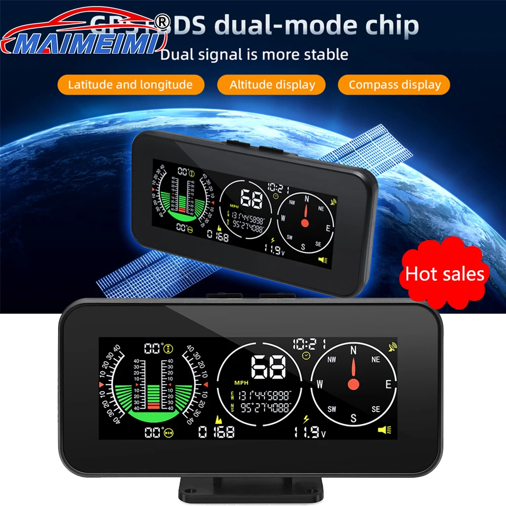 HUD pantalla frontal GPS con inclinómetro, brújula y aviso velocidad - imagen 2
