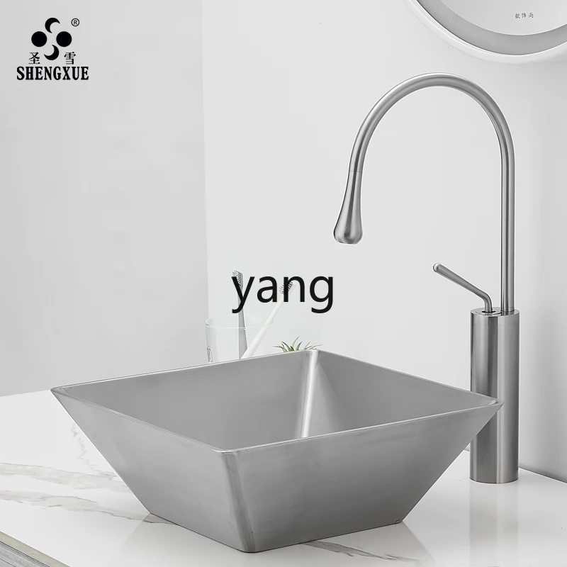 CX lavabo de mesa de acero inoxidable cuadrado para baño pequeño - imagen 5