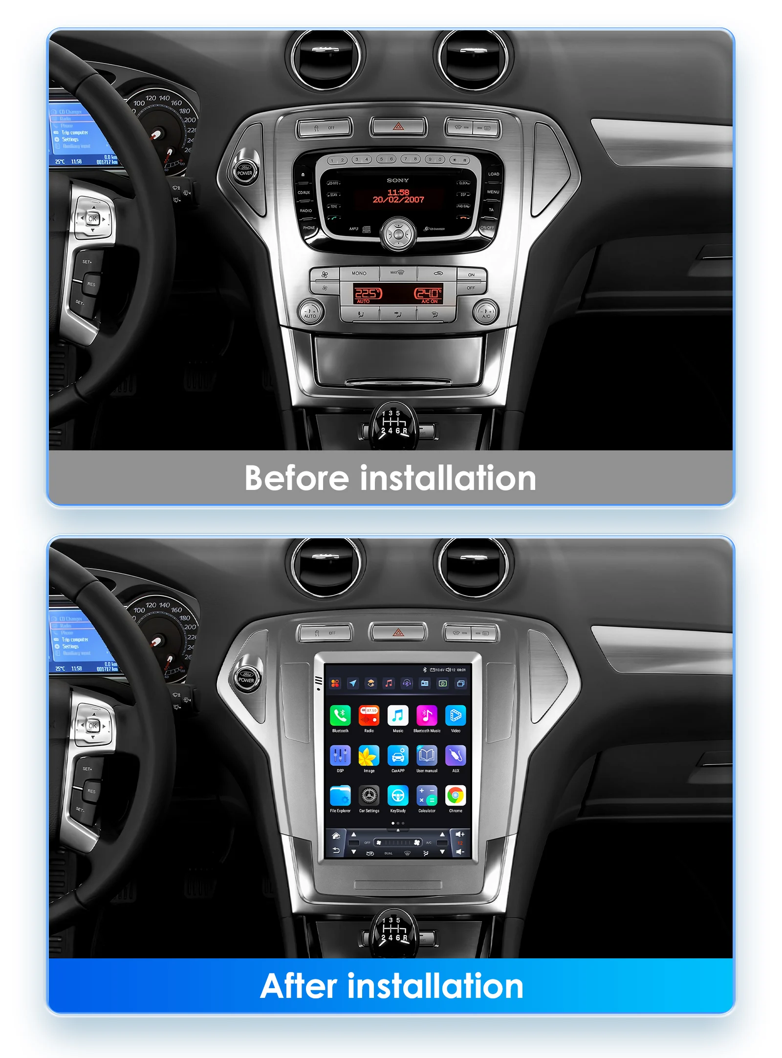 Radio coche OSSURET 2 DIN Android 13 Ford Mondeo MK4 Galaxy 2007-2010 - imagen 2