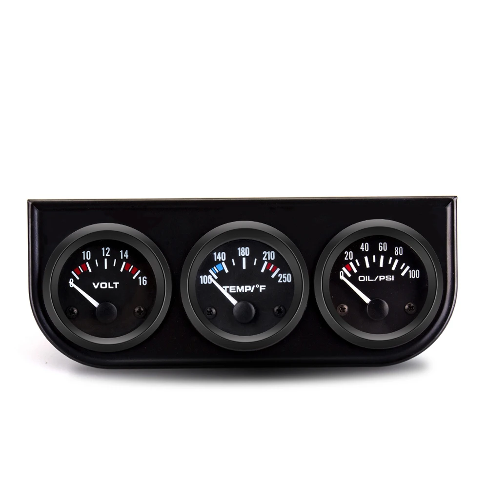 Triple Medidor Coche 3 en 1 52mm - Voltaje, Temp. Agua, Presión Aceite - imagen 2