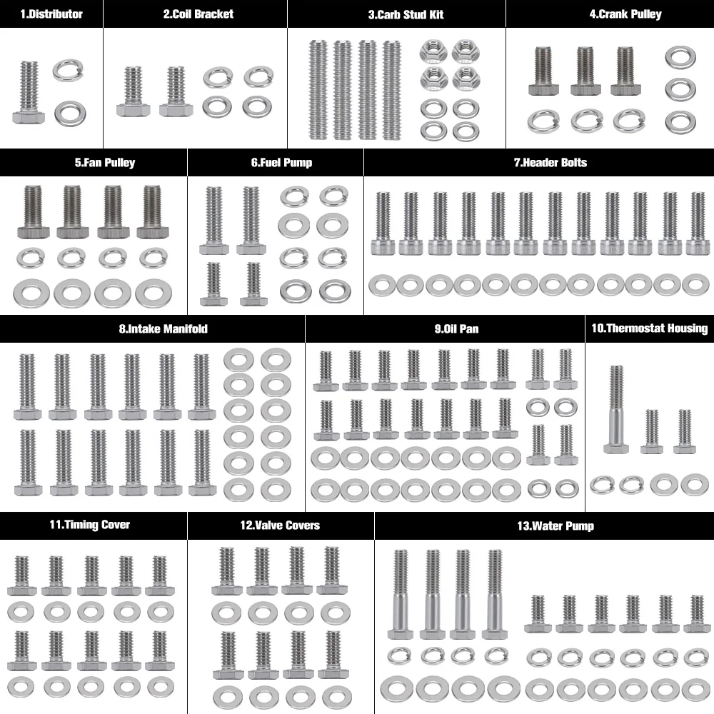 PQY-EMK01 Kit tornillería inoxidable para motor Chevrolet SBC - imagen 2
